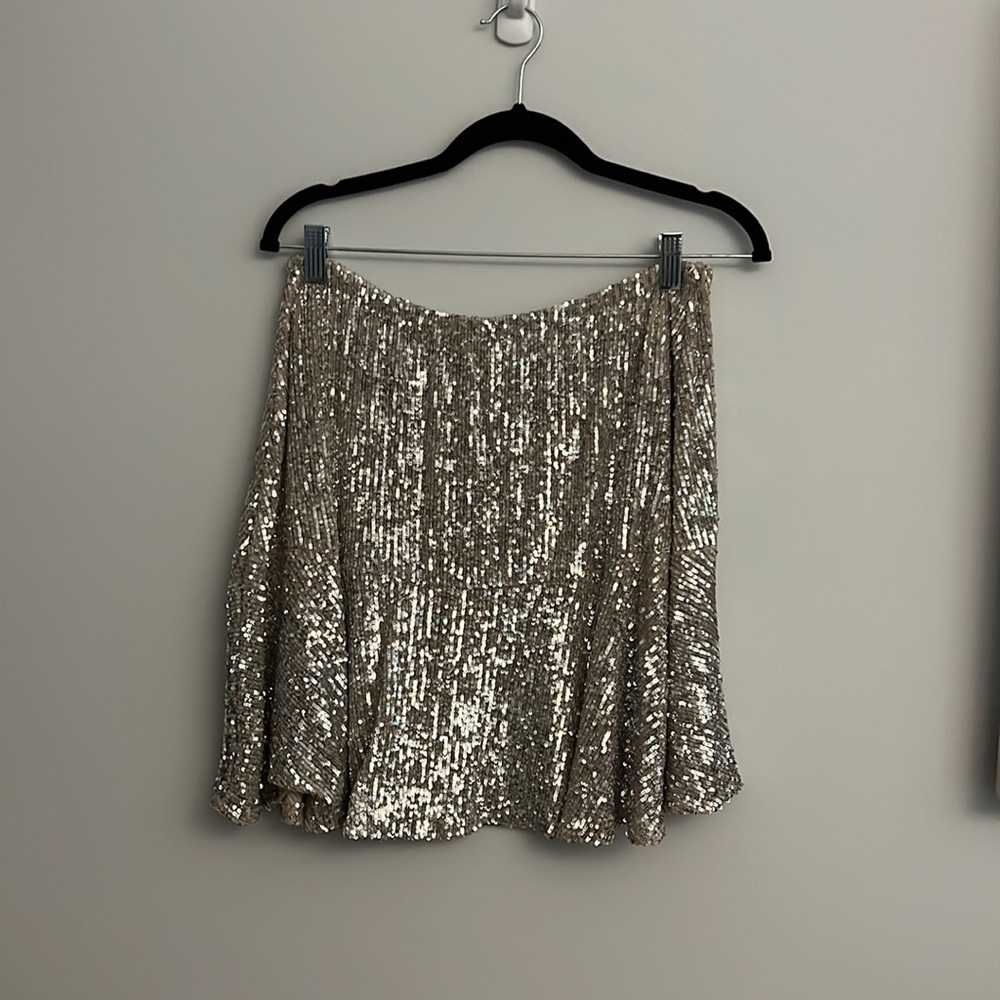 Free People Gold Sequin Mini Skirt